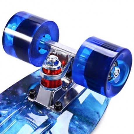 CL-94 22 INCH BLUE STARRY SKY PATTERN RETRO SKATEBOARD LONGBOARD MINI CRUISER (COLORMIX)