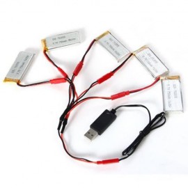 BATTERY CHARGING SET 5 X 3.7V 750MAH 30C BATTERY   2 TO 5 CABLE   USB CABLE FOR JJRC H12C 