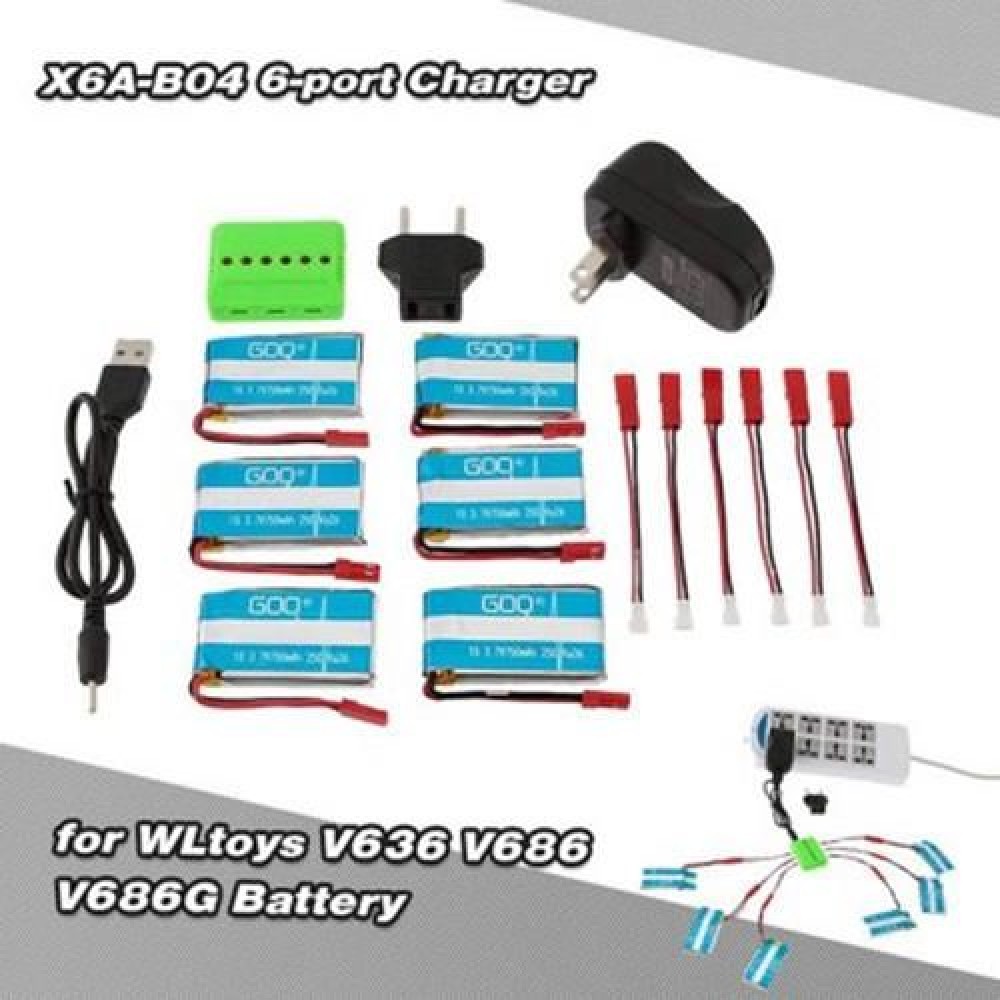 WSX / MX X6A - B04 6 - PORT CHARGER 750MAH 25C 3.7V ACCESSORIES OF WLTOYS V636 / V686 / V6