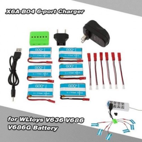 WSX / MX X6A - B04 6 - PORT CHARGER 750MAH 25C 3.7V ACCESSORIES OF WLTOYS V636 / V686 / V6