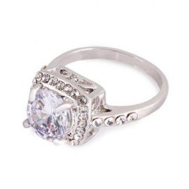 ROMANTIC WOMEN RHOMBIC RHINESTONE EMBELLISHED BRIDAL RING (SILVER)