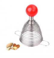 STAINLESS STEEL WALNNUT CRACKER WITH SPRING NUT OPENER TOOL (RED)