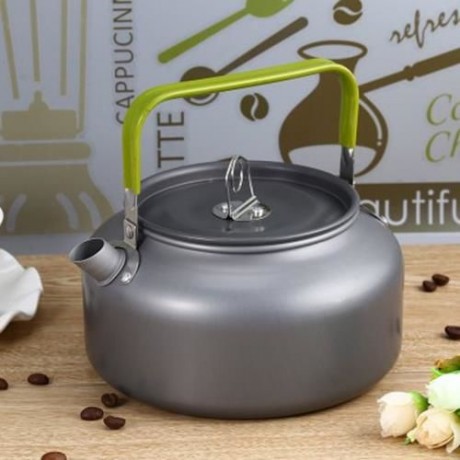 ALUMINUM 1.2L CAMPING HOME KETTLE COFFEE POT WITH MESH BAG (GRAY)