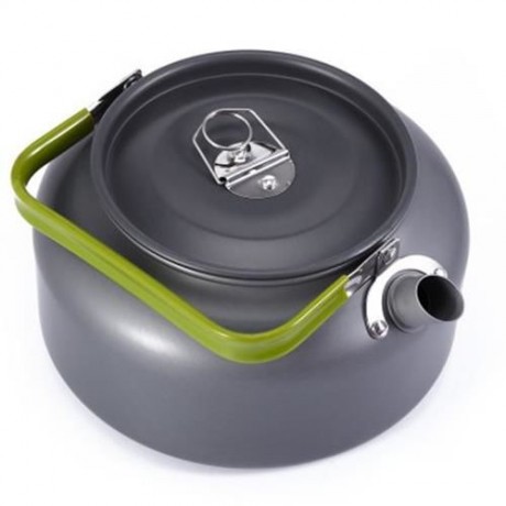 ALUMINUM 1.2L CAMPING HOME KETTLE COFFEE POT WITH MESH BAG (GRAY)