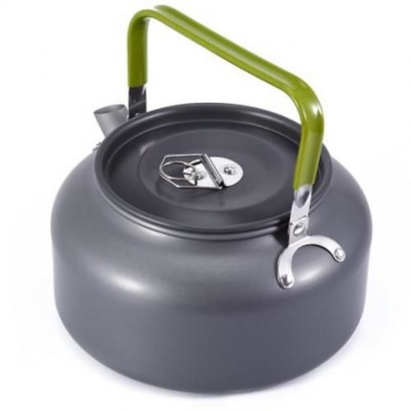 ALUMINUM 1.2L CAMPING HOME KETTLE COFFEE POT WITH MESH BAG (GRAY)