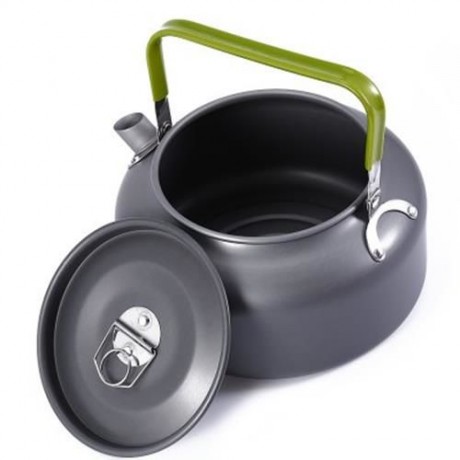 ALUMINUM 1.2L CAMPING HOME KETTLE COFFEE POT WITH MESH BAG (GRAY)