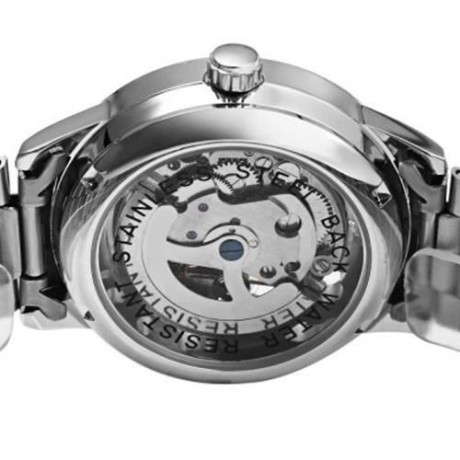 WINNER W034 AUTOMATIC MECHANICAL MOVEMENT HOLLOW OUT MEN WATCH WITH STAINLESS STEEL BAND (