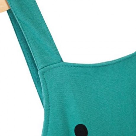 CUTE SOLID COLOR BEAR PRINT ADJUSTABLE ELASTIC WAIST BABIES LOOSE OVERALLS (LAKE BLUE)