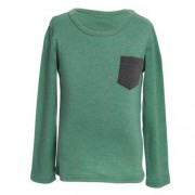 HAN EDITION ROUND COLLAR LONG SLEEVE SOLID COLOR CHILD UNISEX T-SHIRT (BLACKISH GREEN)