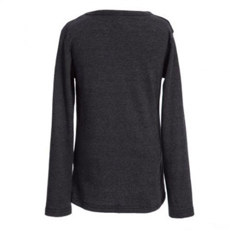 HAN EDITION ROUND COLLAR LONG SLEEVE SOLID COLOR CHILD UNISEX T-SHIRT (BLACK GREY)