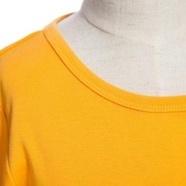 HAN EDITION ROUND COLLAR LONG SLEEVE SOLID COLOR CHILD UNISEX T-SHIRT (YELLOW)