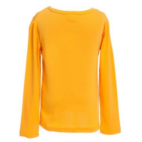 HAN EDITION ROUND COLLAR LONG SLEEVE SOLID COLOR CHILD UNISEX T-SHIRT (YELLOW)