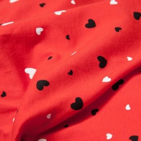 SWEET ROUND NECK LONG SLEEVE HEART PRINT COTTON GIRLS DRESS (ORANGE RED)