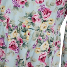 SWEET SCOOP COLLAR LONG SLEEVE FLORAL PRINT COTTON GIRLS DRESS (COLORMIX)