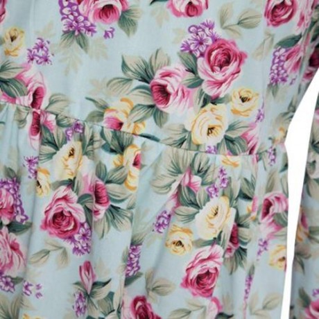 SWEET SCOOP COLLAR LONG SLEEVE FLORAL PRINT COTTON GIRLS DRESS (COLORMIX)
