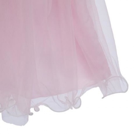 TRENDY SCOOP NECK SLEEVELESS LACE HOLLOW FLOWER GAUZE GIRLS DRESS (PINK)