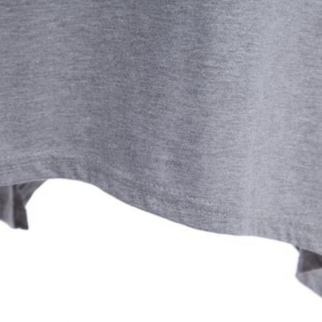 CHIC SOLID COLOR ROUND NECK LONG SLEEVE ASYMMETRIC GIRLS DRESS (GRAY)