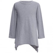 CHIC SOLID COLOR ROUND NECK LONG SLEEVE ASYMMETRIC GIRLS DRESS (GRAY)