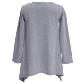 CHIC SOLID COLOR ROUND NECK LONG SLEEVE ASYMMETRIC GIRLS DRESS (GRAY)