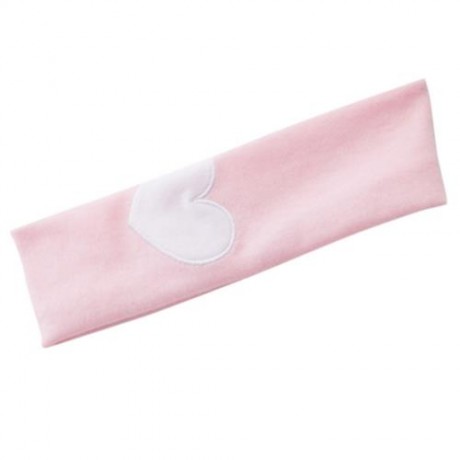 3PCS TRENDY ROUND COLLAR FULL SLEEVE HEART APPLIQUE GIRLS TWINSET WITH HEADBAND (PINK)