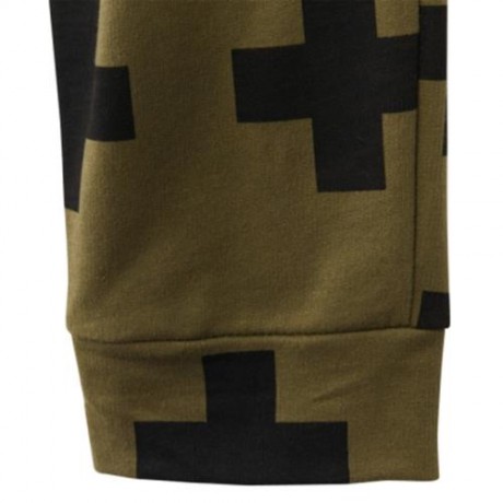 CHIC CROSS PRINT COTTON ELASTIC WAIST BOYS HAREM PANTS (GREEN)