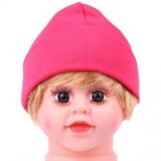 HAN EDITION PURE COLOR COTTON BEANIE HAT FOR BABIES (ROSE)