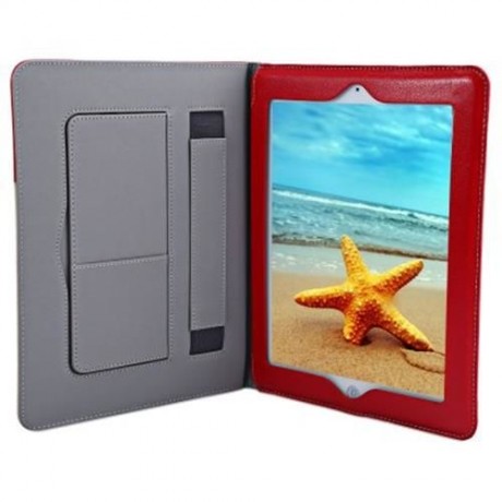 ULTRA SLIM LEATHER MAGNETIC SMART COVER CASE WITH STAND FUNCTION FOR IPAD 2 3 4 (RED)