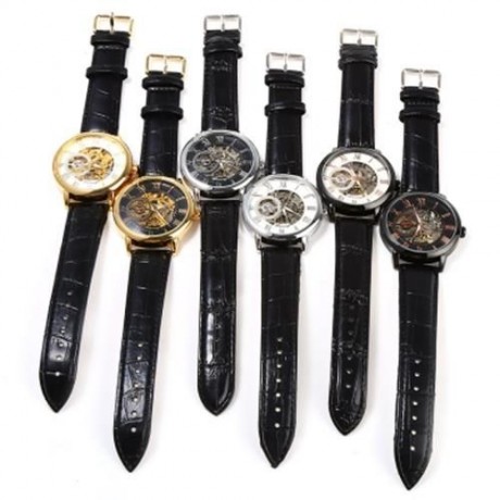 FORSINING SELF-WINDING AUTO MECHANICAL LEATHER WRIST WATCH FOR MEN (BLACK   ROSE GOLD)