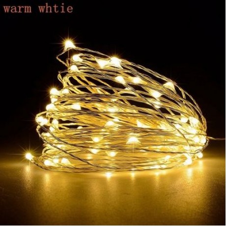 10M 100-LED Silver Wire Strip Light Battery Operated Fairy Lights Garlands Christmas Holid