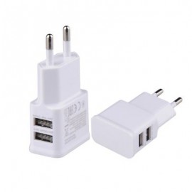 5V 2A  EU Standard Double USB Ports Charger Power Adapter (MILK WHITE)