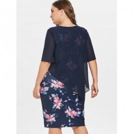 Plus Size Casual Mesh Overlay Dress (CADETBLUE)