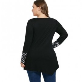 Plus Size Dotted Draped Asymmetrical T-shirt (BLACK)