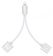 2-in-1 Adapter Double Headphone Audio Charge for iPhone X/8/8 Plus/7/7 Plus (SILVER)