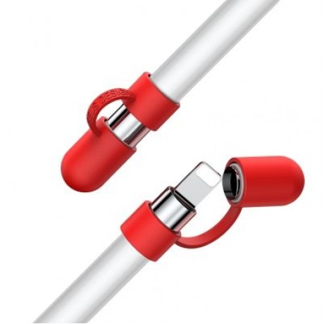 Baseus Pencil Silicone Holder Dustproof Portable with Cap (RED)