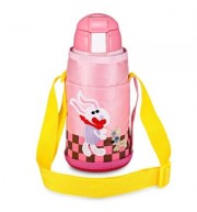 DA22 - C60 Children Stainless Steel Vacuum Cup With Straw 2 Caps 600ml (LIGHT PINK)