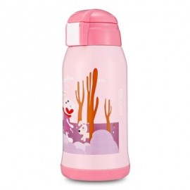 DA22 - C60 Children Stainless Steel Vacuum Cup With Straw 2 Caps 600ml (LIGHT PINK)