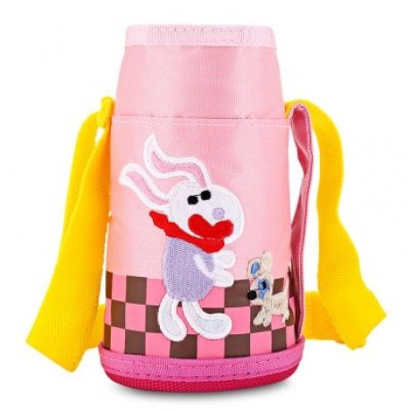DA22 - C60 Children Stainless Steel Vacuum Cup With Straw 2 Caps 600ml (LIGHT PINK)