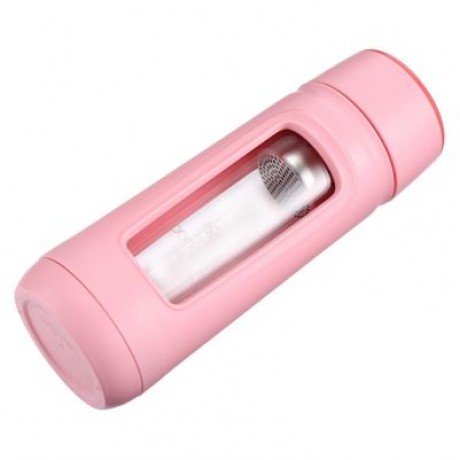 320ml Tea Infuser Borosilicate Glass Water Bottle for Business Use (LIGHT PINK)