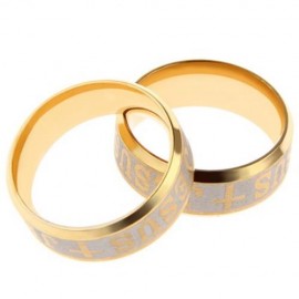LETTER CROSS EMBELLISHMENT STAINLESS STEEL RINGS FOR MEN (GOLDEN)