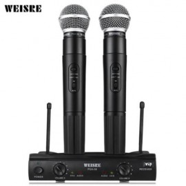 WEISRE PGX58 VHF DUAL WIRELESS MICROPHONE WITH RECEIVER FOR KARAOKE (BLACK)