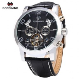FORSINING A165 TOURBILLON AUTOMATIC MECHANICAL WATCH FOR MEN LEATHER BAND DATE WEEK MONTH 