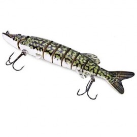 PIKE MUSKIE FISHING LURE BAIT LIFE-LIKE BABY MULTI-JOINTED SWIMBAIT (GREEN)