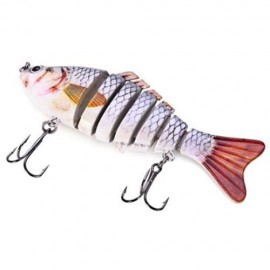 3D EYES LIFELIKE FISHING LURE SWIMBAIT WITH TREBLE HOOKS 7 JOINTED SECTIONS (RED WITH WHIT
