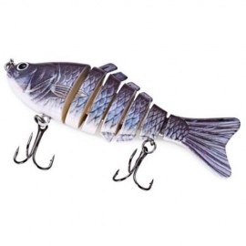 3D EYES LIFELIKE FISHING LURE SWIMBAIT WITH TREBLE HOOKS 7 JOINTED SECTIONS (GUN METAL)