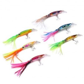 6PCS 14CM TROLLING MINNOW FISHING LURE BIONIC SQUID BAIT 40G (COLORMIX)