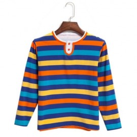 CASUAL ROUND NECK LONG SLEEVE STRIPE PATTERN BOYS T-SHIRT (ORANGE)