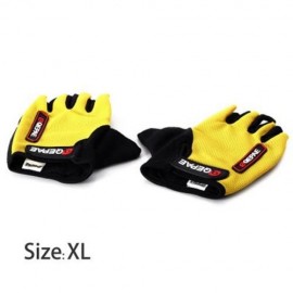 2PCS COMFORTABLE L SIZE BICYCLE BIKE SILICONE HALF FINGER GLOVES CYCLING GLOVES (YELLOW)