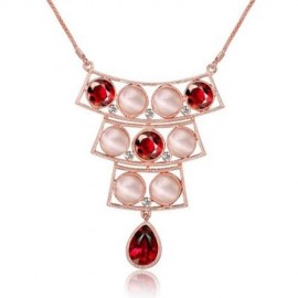 WATER DROP DESIGN ZIRCON FAUX OPAL EMBELLISHED LONG NECKLACE FOR WOMEN (COLORFUL)