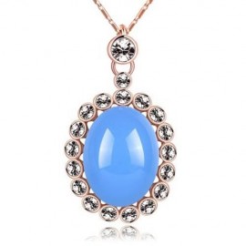 GEOMETRIC DESIGN RESIN ZIRCON EMBELLISHED PENDANT NECKLACE FOR LADIES (BLUE)