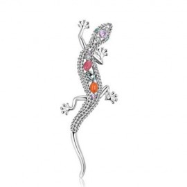 LIZARD DESIGN FAUX OPAL GLASS EMBELLISHED BROOCH FOR WOMEN (COLORFUL)